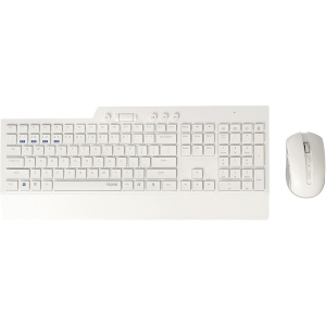 RAPOO, Teclado y ratón inalámbrico con QWERTY portugués (Combo Teclado y ratón con tecnología multimodo Bluetooth y 2.4GHZ, ratón óptico con 1.600 dpi) Blanco, 00192495