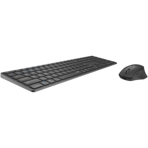 Rapoo 9800M - Juego de ratón inalámbrico con Teclado y Sensor de 1600 PPP, batería Recargable, diseño de Aluminio, diseño DE-Layout QWERTZ PC y Mac, Color Gris Oscuro