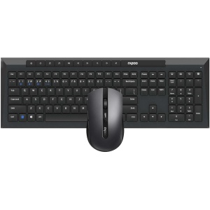 Rapoo - Juego de Teclado y ratón inalámbrico multimodo, con Bluetooth y conexión 2.4GHz, conectividad multidispositivo y Teclado Resistente a Salpicaduras, 8210M, en Negro