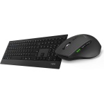 Rapoo | Teclado y ratón inalámbrico con QWERTY portugués (Combo Teclado y ratón con tecnología multimodo Bluetooth y 2.4GHZ, ratón óptico con 1.600 dpi, Teclado Ultrafino) Negro - Imagen 1