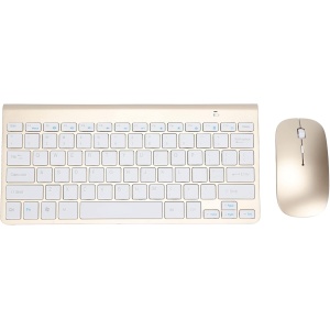 Ratón Ergonómico Portátil Combinado De Ultraslim para El Ordenador Portátil Teclado Inalámbrico Y Ratón Inalámbrico, Ratón Combinado del Teclado De 2,4g USB(Dorado)