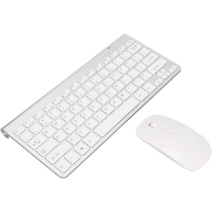 Ratón Inalámbrico, 78 Teclas, Botón de Silencio, Teclados de Ordenador, Ratón, Cómoda Ergonomía, USB 2,4G, Teclas Grabadas para el Hogar (Plata)