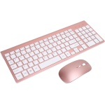 Ratón con Teclado Inalámbrico de 2,4G, Adaptador USB, Combinación de Teclado y Ratón Inalámbricos Ultradelgados de 102 Teclas, Ergonómico para Juegos (Oro Rosa) - Imagen 1