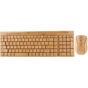 Ratón inalámbrico Ultrafino de Madera Fresco, Teclado de bambú, cómodo para Windows/iOS/Android