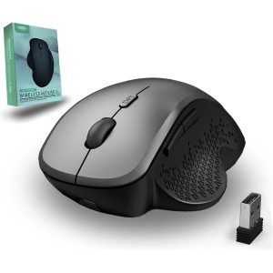 Ratón inalámbrico con Bluetooth, ratón ergonómico, ratón inalámbrico, batería recargable, ratón inalámbrico, clic silencioso, multidispositivo, portátil, 6 teclas + receptor de 2,4 G para portátil,