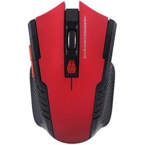 Ratón óptico inalámbrico para juegos para PC: 800 ppp / 1200 ppp, ajustable, ratón inalámbrico para juegos Ratón para juegos de 2,4 Ghz con 6 teclas, sin necesidad de código, plug-and-play(rojo)
