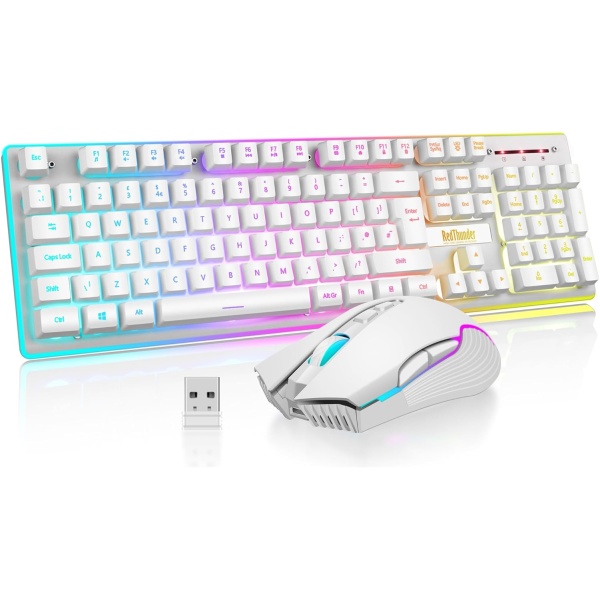 RedThunder Combo de teclado y mouse inalambrico para juegos K10