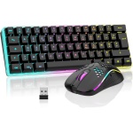 RedThunder K62 60% teclado y ratón de juego inalámbrico RGB, AZERTY francés 62 teclas mini teclado retroiluminado, ultracompacto, ratón óptico celular ligero, kit portátil para PC PS5 Xbox - Imagen 1