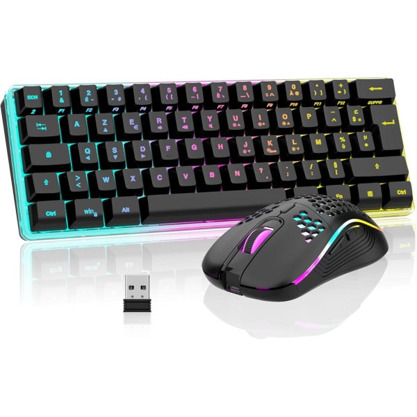 RedThunder K62 60 teclado y raton de juego inalambrico RGB