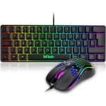 RedThunder Teclado Mecánico Alámbrico Gaming 60%,Retroiluminación RGB Dinámica,Ratón Celular Ligero de 7200 dpi,Teclado Ultra-Compacto 62 Teclas Anti-ghosting,Disposición QWERTY ES,para PC/PS5/Xbox - Imagen 1