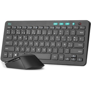 Rii RKM709 Combo de Teclado Español y Ratón Inalámbrico, QWERTY Español, Negro, para Windows, Android, Chrome y Smart TV etc.
