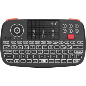 Rii i4 Mini Bluetooth Teclado inalámbrico retroiluminado, 2 en 1 (Bluetooth & Wireless 2.4 GHz), QWERTY español, para iOS, Android,Windows