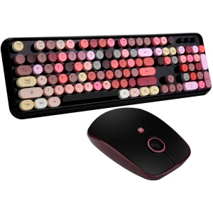 SADES - Juego de teclado y ratón inalámbricos, conectividad fiable de 2,4 GHz para PC, portátil, Smart TV y más (negro colorido)