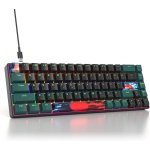 SOLIDEE 65% Teclado mecánico para Juegos,68 Teclas con interruptores Rojos lineales,Teclado mecánico con Cable con retroiluminación LED,Teclado ergonómico Compacto,para PS5/PS4/Xbox(68 Black-Green) - Imagen 1