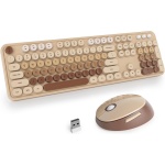 SOLIDEE combo de ratón y teclado inalámbricos,104 teclas teclado estilo máquina de escribir,2.4GHz Teclado de Máquina de Escribir de Teclas Redondas con Teclado Numérico(Americano QWERTY)(Bear Purple) - Imagen 1