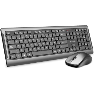 SUBBLIM Pack Teclado y Ratón Inalámbricos, Combo Premium Ultra Plano Silencioso, PC, Portátil, Teclado Español, Teclas Ergonómicas, Ratón 1600 dpi, 3 Botones, Gris/Negro