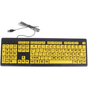 SWEETWU - Teclado con cable USB para ancianos y de baja visión con cable USB para el anciano y el ratón inalámbrico