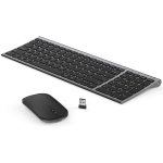 Seenda - Juego de teclado y ratón inalámbricos, teclado y ratón ultrafinos con batería de larga duración QWERTY UK Layout para Windows Computer PC Laptop, color gris espacial - Imagen 1