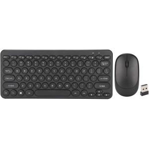 Septpenta Combo de Teclado y Mouse, Tecla Silenciosa Diseño Ergonómico de Mano Cómodo 2.4G Ratón de Teclado Inalámbrico con Receptor USB, Teclas Redondas para Computadora PC(Negro)