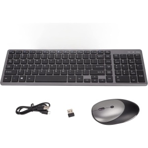 Set de Teclado Y Ratón, Combo de Teclado Y Ratón Inalámbrico Recargable de 2,4 GHz para Ordenador Portátil, Teclado Mecánico Portátil con Receptor Bluetooth para los Amantes de los Juegos, 120 Teclas