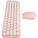 Shanrya Combinación de Ratón y Teclado Inalámbrico Conexión Inalámbrica 2,4G Combinación de Teclado y Ratón Inalámbricos Silenciosos Ahorro de Energía Dot Keycap para Oficina (Blanco Rosa) - Imagen 1
