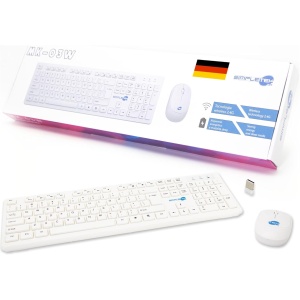 Simpletek - Kit de ratón y teclado inalámbrico 2.4G Layout DE | German Alemán Keyboard QWERTZ con teclado numérico ratón ergonómico 3 teclas receptor USB