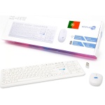 Simpletek - Kit ratón y teclado inalámbrico 2.4G Layout PT Portugués | Portuguese Keyboard QWERTY con teclado numérico ratón ergonómico 3 teclas receptor USB - Imagen 1