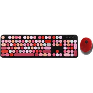 Sorandy Teclado Inalámbrico Ratón Combo, 100 Teclas Estilo Máquina de Escribir Retro Teclado Ratón Set, Teclado Ratón Portátil para Oficina y Juegos con Soporte para Tablet