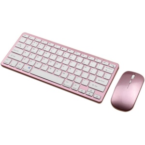 TORR Teclado InaláMbrico Bluetooth RatóN Teclado de Modos Teclado Recargable Soporte de RatóN Tableta Computadora PortáTil Rosa