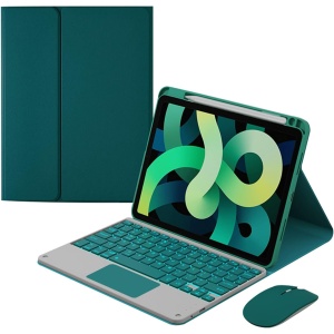 Teclado Funda con Ratón para iPad Pro 11 Pulgada 2022/2021/2020/2018 (4ª/3ª/2ª/1ª Gen), Español QWERTY Teclado Retroiluminado Trackpad Desmontable Inalámbrico, Verde Oscuro Con Retroiluminación