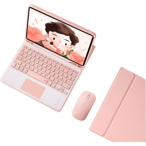 Teclado Funda para iPad Pro 11" 2022/2021/2020/2018 con Trackpad, 7 Color Retroiluminada QWERTY Español Ñ Blutooth Teclado con Ratón Inalambrico para iPad Pro 11", Rosa Con Retroiluminación