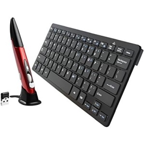 Teclado Inalámbrico KM-808 2.4GHz teclado multimedia inalámbrico ratón de la pluma óptica inalámbrica con receptor USB Set for computadora PC portátil, entrega de color de la pluma al azar del ratón T