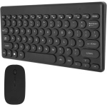 Teclado Inalámbrico de 2,4G Y 78 Teclas, Juego de Teclado Y Ratón con Botones de Ratón de 4 Teclas, Juego de Teclado Pequeño para Ordenador Portátil(Negro) - Imagen 1