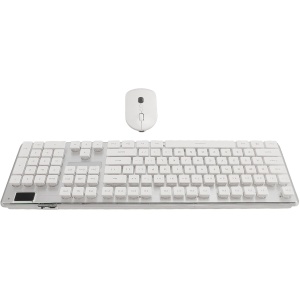 Teclado Inalámbrico para Juegos, Teclado y Ratón Inalámbricos 2,4 GHz Tipo C Recargable con Receptor para Ordenador Portátil (White)