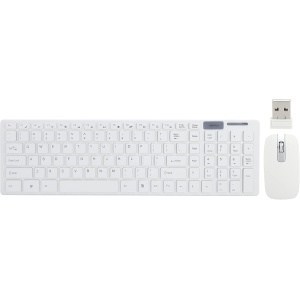Teclado Mecánico, Teclado Inalámbrico de 101 Teclas con Ratón, Conexión Remota de 10 M, Teclado de Ordenador, Ratón para Escritorio, Portátil, Viajes (White)