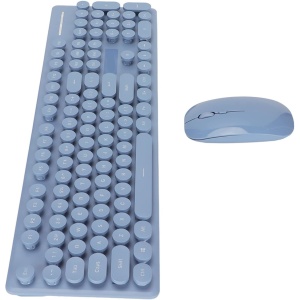 Teclado Ratón Combo, Set de Teclado y Ratón Inalámbrico 2.4G, Teclado Gaming 104 Teclas, Ratón Ergonómico de Alta Sensibilidad, Teclados de Estilo Retro, 3 dpi Ajustables (Azul)