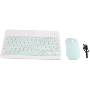 Teclado Y Ratón Inalámbricos, Juego de Teclado Bluetooth de 10 Pulgadas con Carga USB, Teclado Inalámbrico Ultrafino Y Silencioso con Ratón de 1600 dpi para PC, Portátil(Verde)