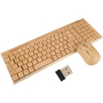 Teclado ultradelgado, teclado de madera de bambú ultrafino inalámbrico Peine para ratón KG201 + MG94-N Combo de teclado y ratón inalámbricos de decoración impermeable para uso doméstico y de oficina s - Imagen 1