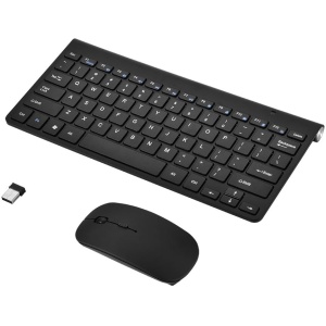 Teclado y Raton Inalambrico, Combo de Teclado y Mouse con 78 Teclas Kit de Teclado y Mouse Ergonómico Delgado y Resistente al Agua de 2.4 GHz para Computadora Portátil y Escritorio