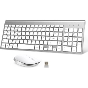 Teclado y Ratón Inalámbrico - QWERTY Español Compactom Ergonómico, Portátil para PC/Laptops/Smart TV - Blanco
