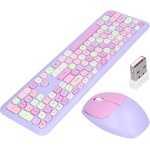 Teclado y Ratón Inalámbricos, Combinación de Teclado y Ratón, Ratón y Teclado para Juegos, Funda Silenciosa Retro Multicolor, Juego de (Conjunto de Teclado y Mouse de Colores - Imagen 1