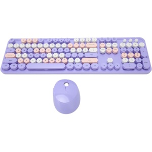 Teclado y Ratón Inalámbricos, Soporte Ajustable, Teclado de Máquina de Escribir Retro para PC