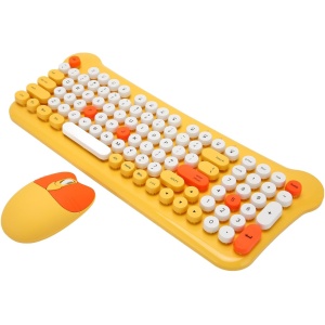 Teclado y Ratón Inalámbricos Teclado y Ratón Coloridos Sensibles Conexión Plug and Play 2,4G para 98 7 8 10 11 2000 (Yellow)
