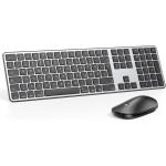 Teclado y ratón Bluetooth Mac, teclado y ratón inalámbricos OMOTON para Apple MacBook Pro/Air, iMac, iMac Pro, Mac Mini/Pro, batería AAA, tamaño completo, múltiples dispositivos, QWERTZ (negro) - Imagen 1