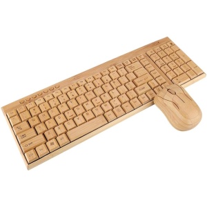 Teclado y ratón de bambú Ratón inalámbrico de bambú inalámbrico Teclado de Madera de bambú Ultrafino Peine para ratón Kg201 para decoración Impermeable MG94 N