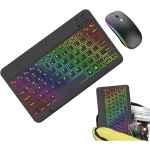 Teclas de teclado inalámbrico, teclado y ratón inalámbrico,Teclado retroiluminado de 7 colores con ratón | Accesorios electrónicos, teclados de ordenador para tabletas, portátiles, PC - Imagen 1