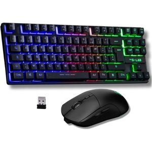 The G-Lab - Combo Oxygen EX – Pack Teclado y Raton inalámbrico Gaming con LED RGB – Teclado Gaming inalámbrico Formato TKL, Layout Español y Raton Gaming inalámbrico, 3200 dpi - PC/PS4/PS5 - Nuevo