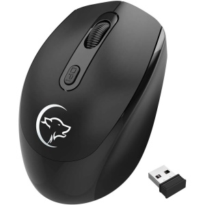 Trailrest Ratón Vertical Ratón inalámbrico de 2,4 G, ratón de Metal silencioso Recargable, ratón óptico silencioso Ratón Y Teclado Inalámbrico (Black, One Size)
