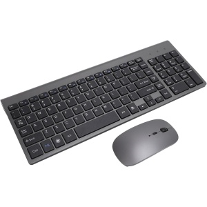 Trisar Combo de Teclado y Ratón Inalámbricos, Adaptador USB Silencioso Ultrafino de 2,4G para Teclado Inalámbrico y Ratón para el Trabajo (Gris Oscuro), Trisarsxq73n46wm-12