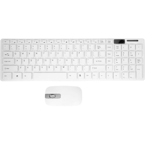 Trjgtas Juego de teclado inalámbrico fino blanco + ratón óptico inalámbrico para PC y portátil